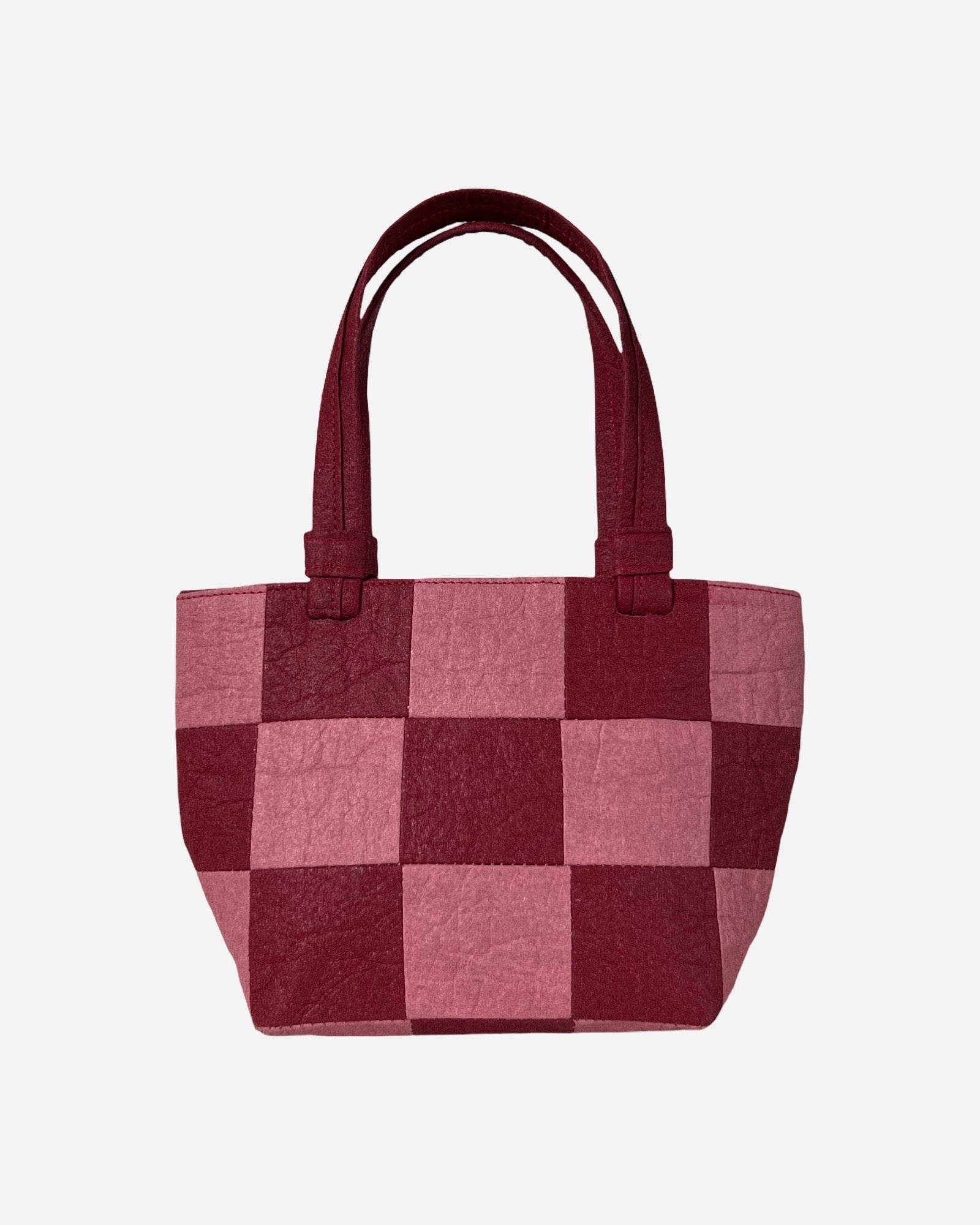 Mini Tote, Checkered Patchwork burgundy/Rose
