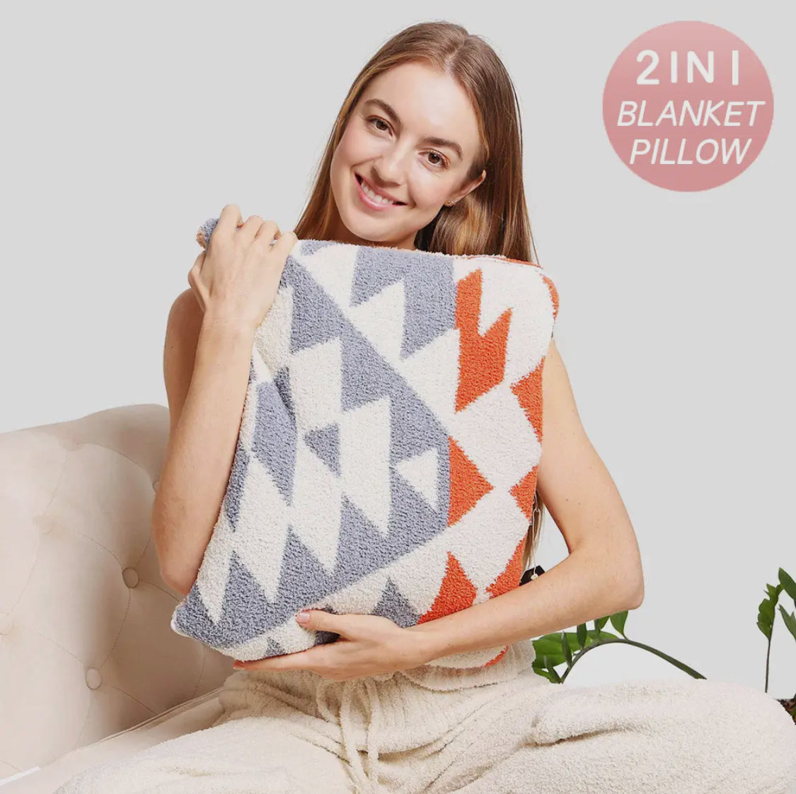 2-in-1 Boho Print Blanket / Pillow