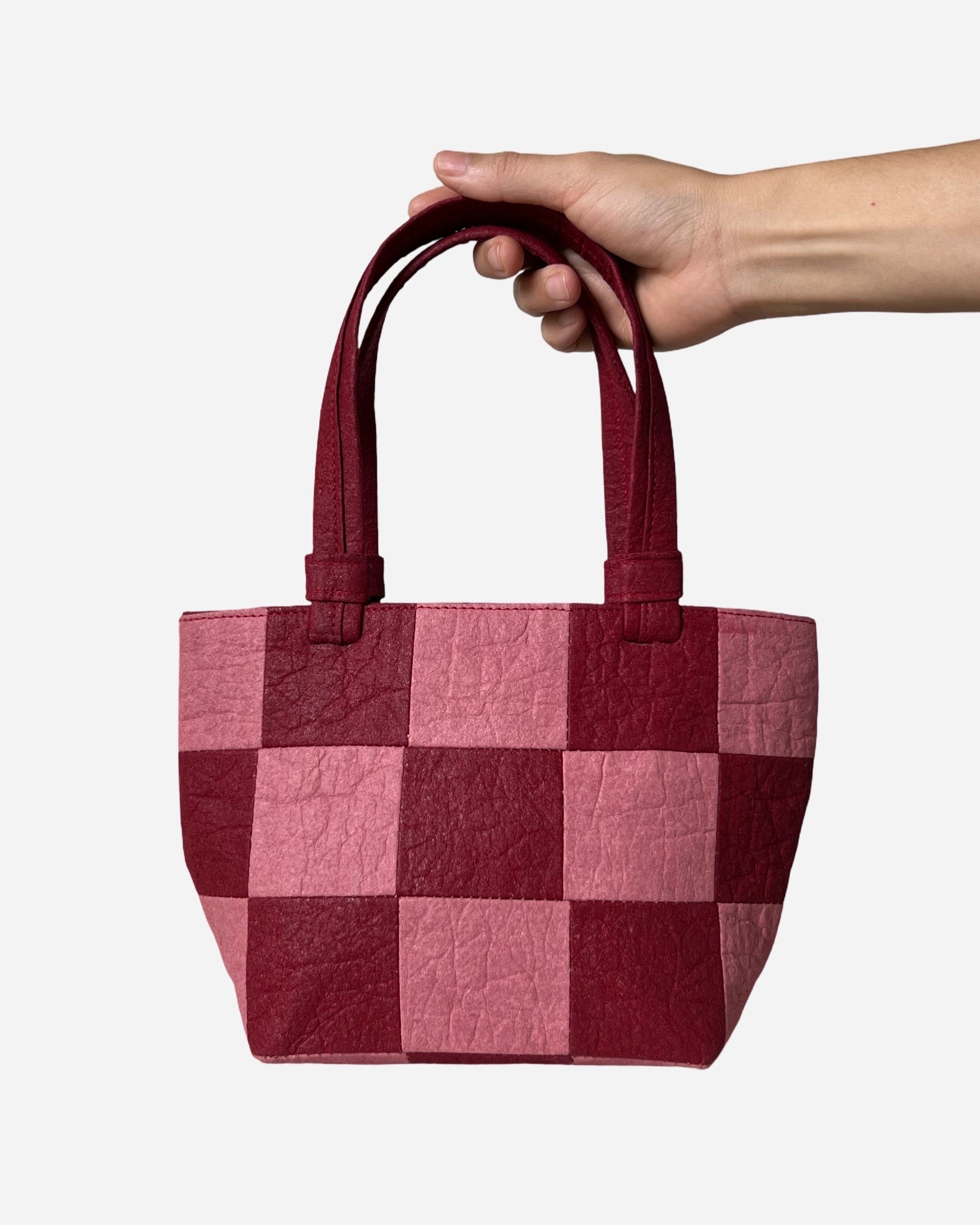 Mini Tote, Checkered Patchwork burgundy/Rose