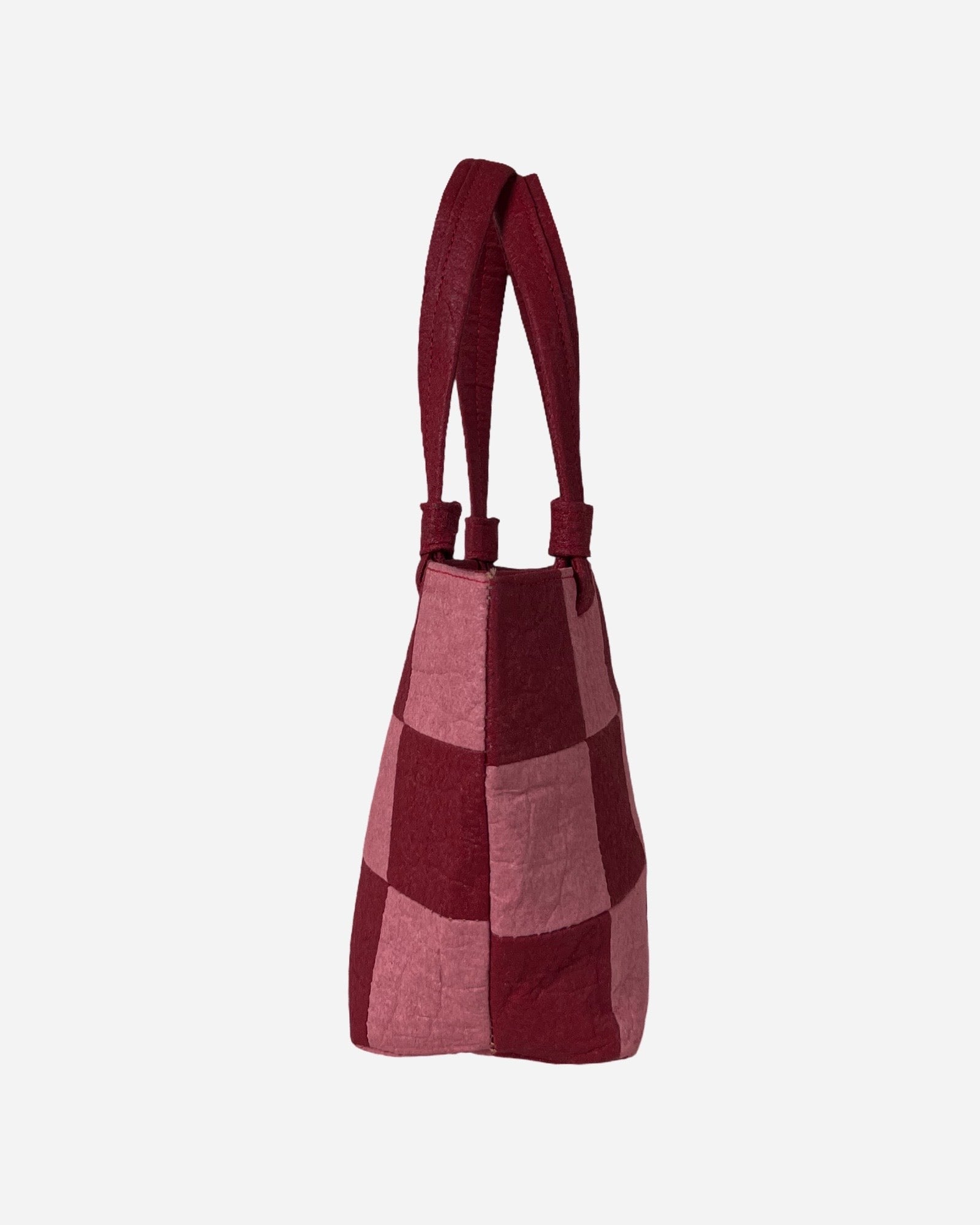 Mini Tote, Checkered Patchwork burgundy/Rose