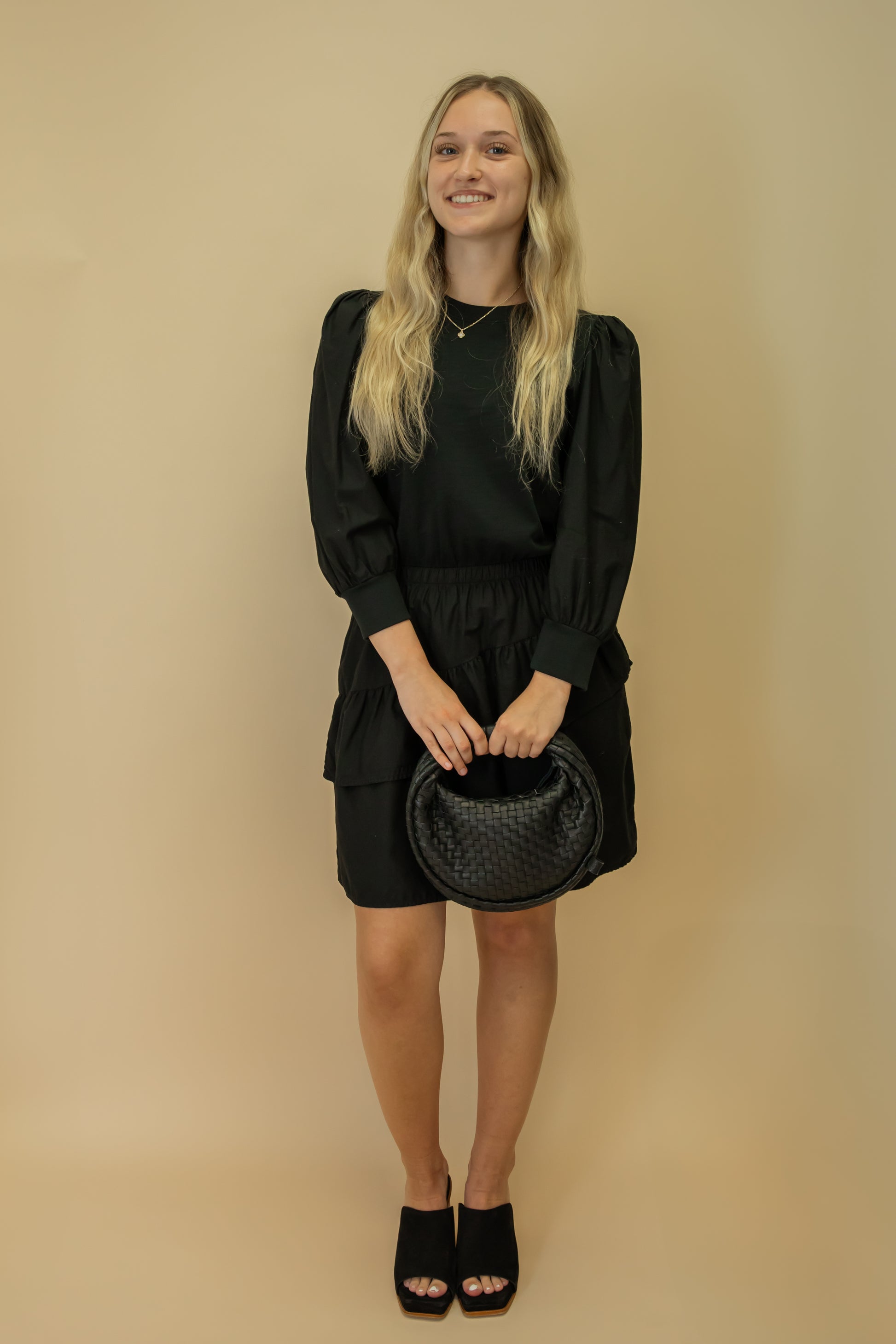 TENLEY RUFFLED COMBO MINI DRESS