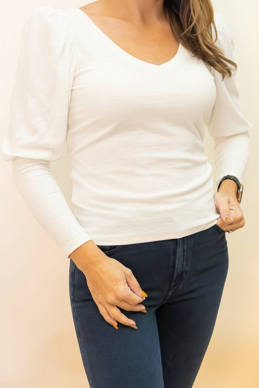 EMILIA DRAMA SLEEVE V NECK