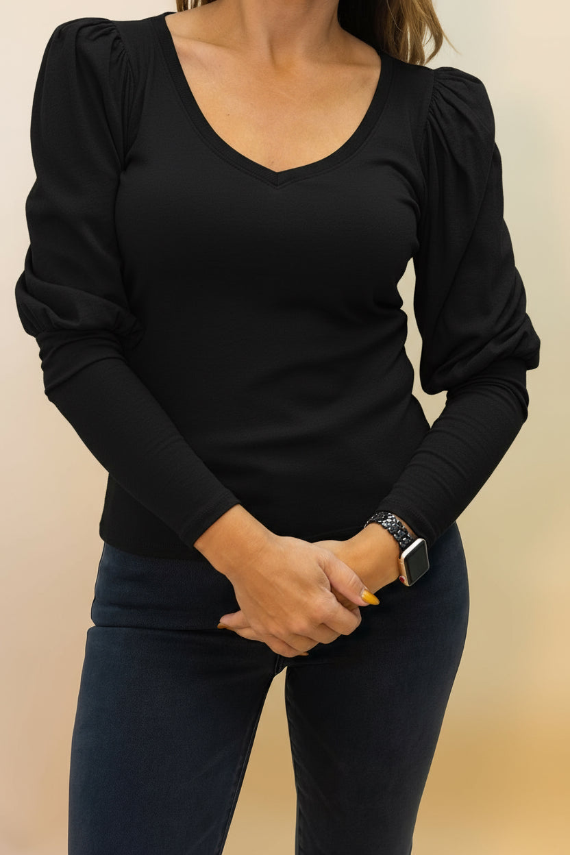 EMILIA DRAMA SLEEVE V NECK