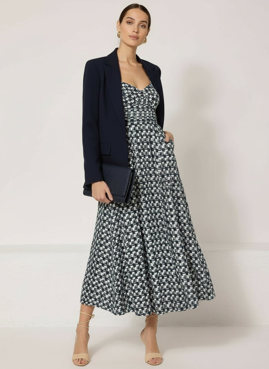The Navy Checkmate Midi
