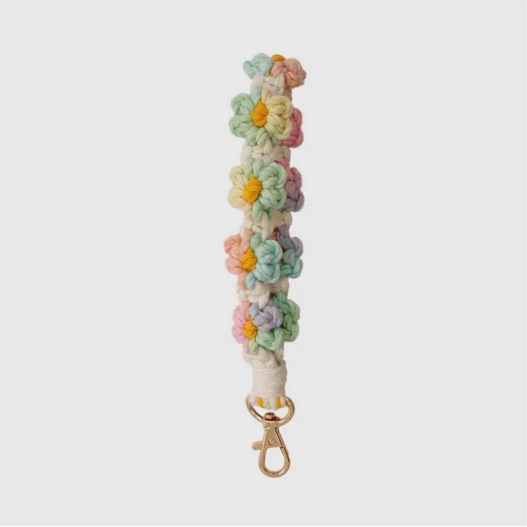 Crochet Flower Key Chain in Pastel