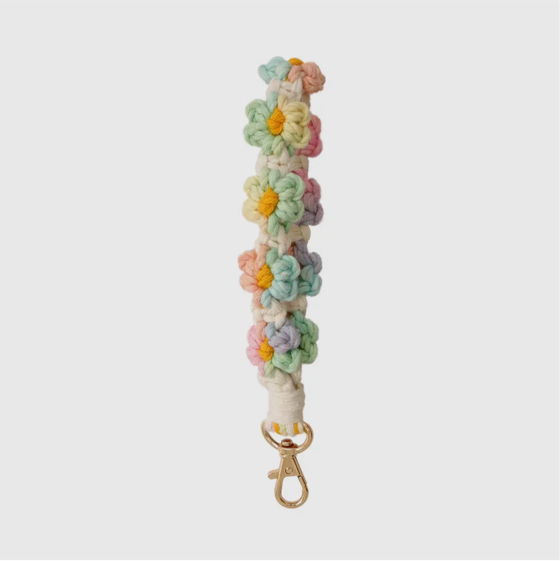 Crochet Flower Key Chain in Pastel