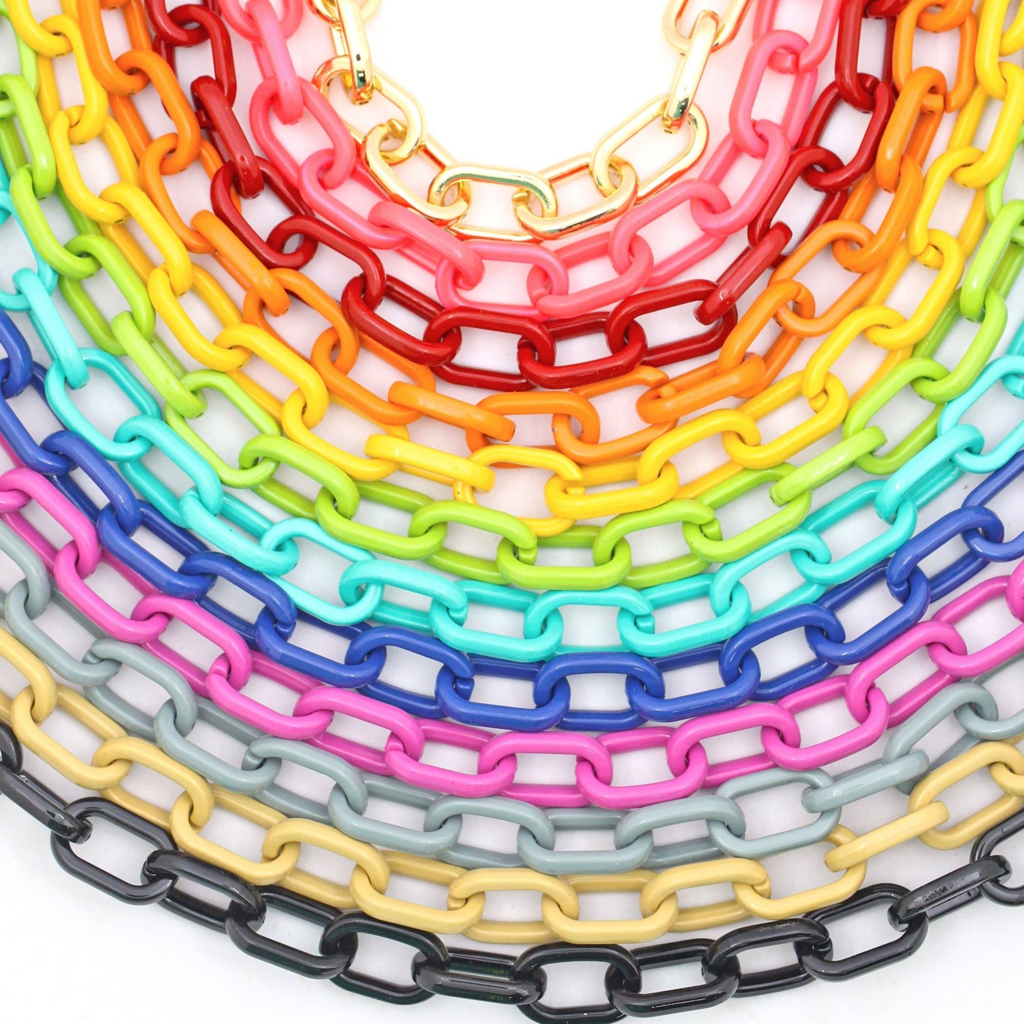 Luxe Link Enamel Chain Necklace, Neon Yellow