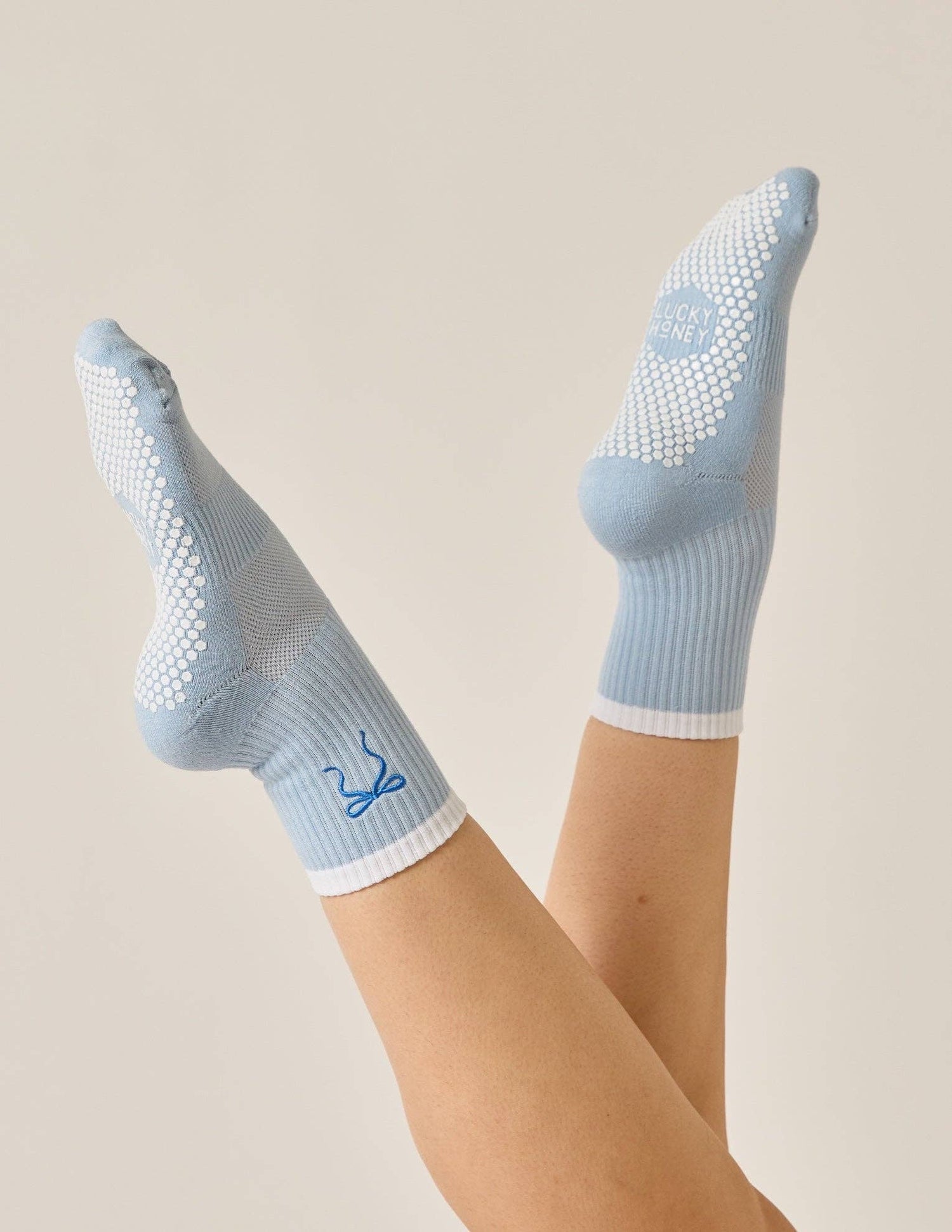 The Embroidered Crew Grip Sock