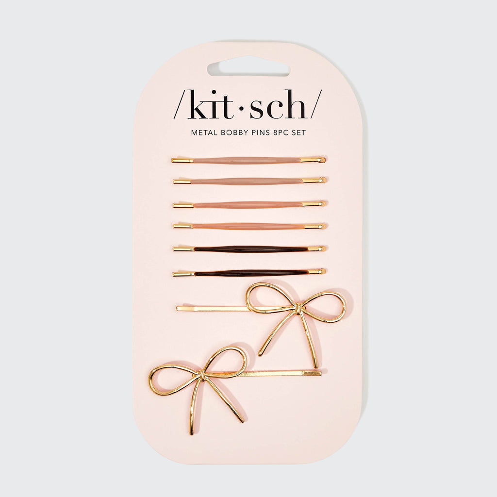 Metal & Enamel Bow Bobby Pins Set