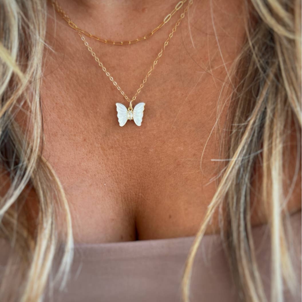 Butterfly Mother of Pearl Necklace