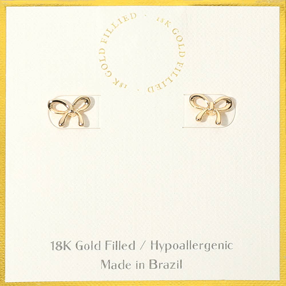 18K Gold Filled Bow Stud Earrings