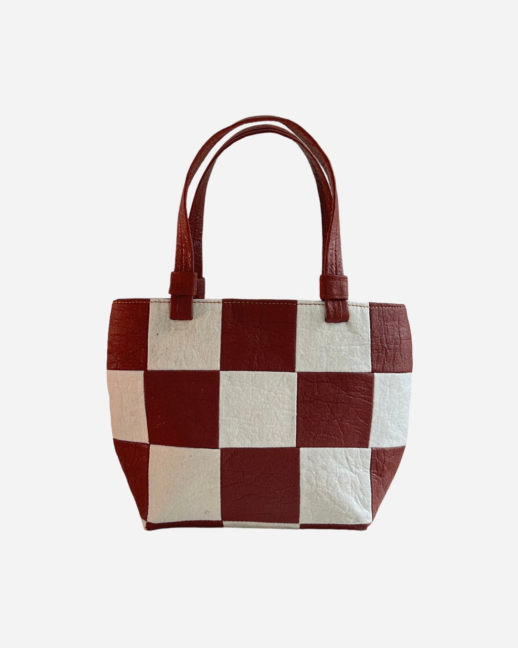Mini Tote, Checkered Patchwork Canela/Natural