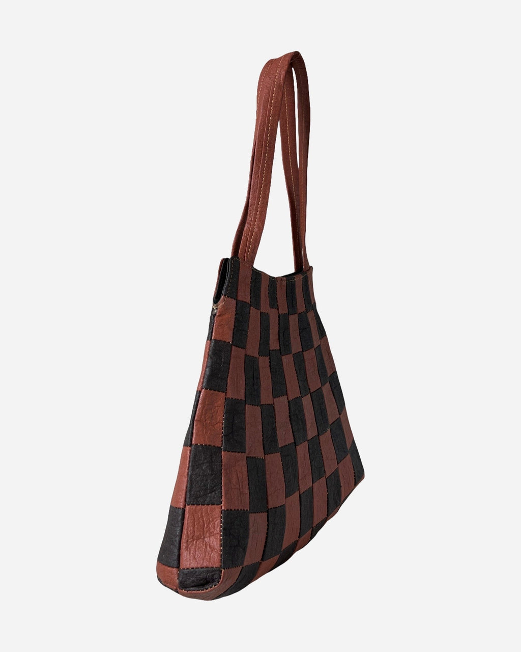 Checkered Patchwork Shopper Black/Canela