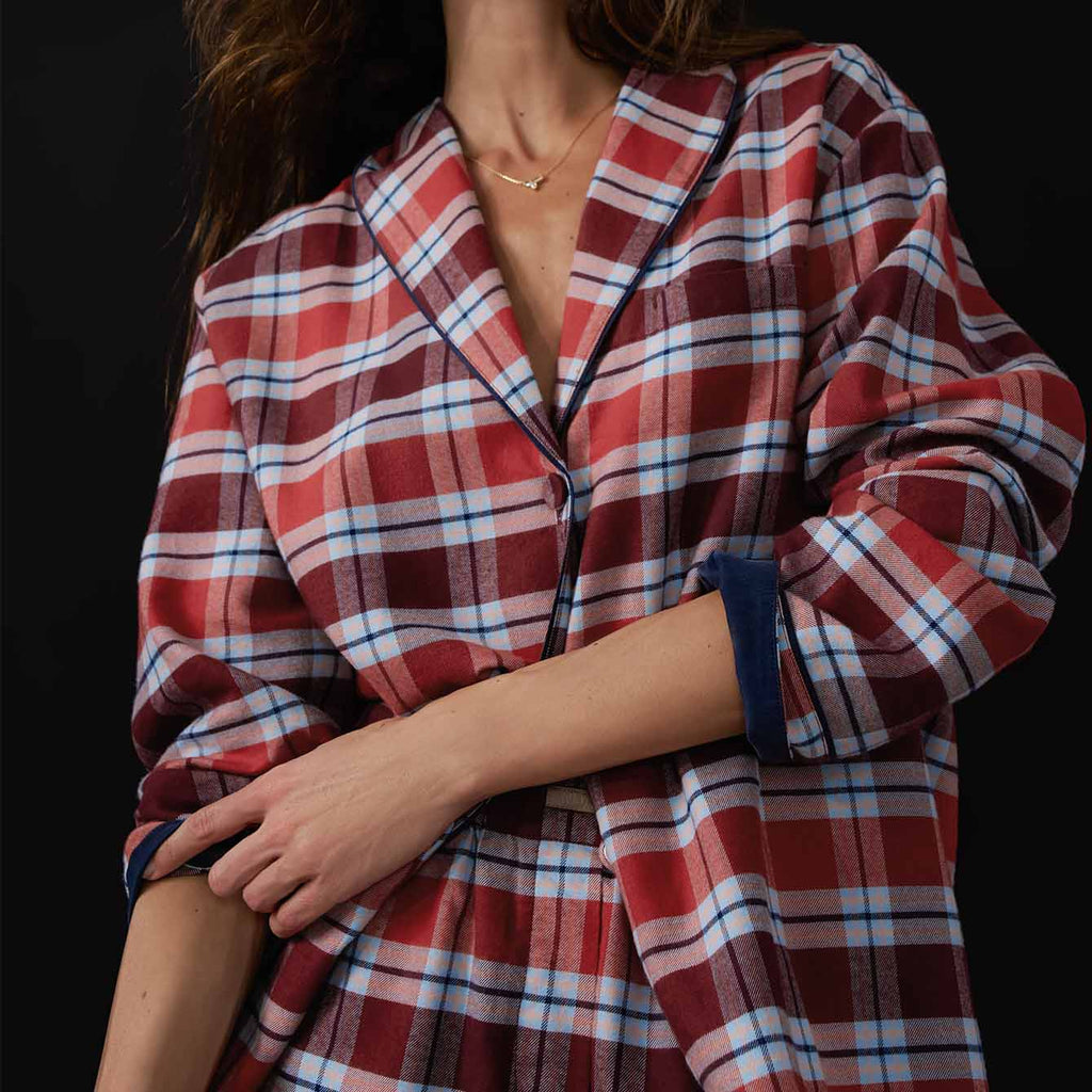 Brushed Flannel Shawl Collar Long Sleeve