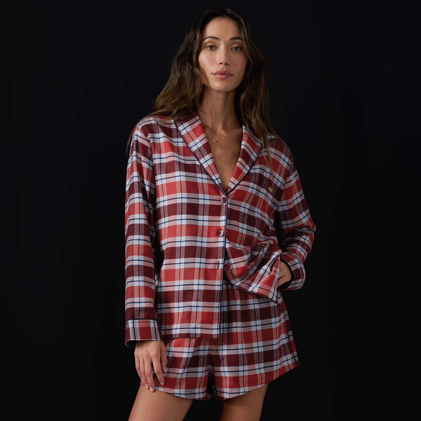 Brushed Flannel Shawl Collar Long Sleeve