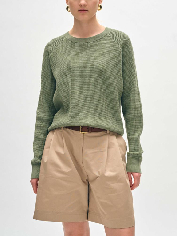 COTTON BLEND WAFFLE SWEATSHIRT - AMARA Clothing Boutique