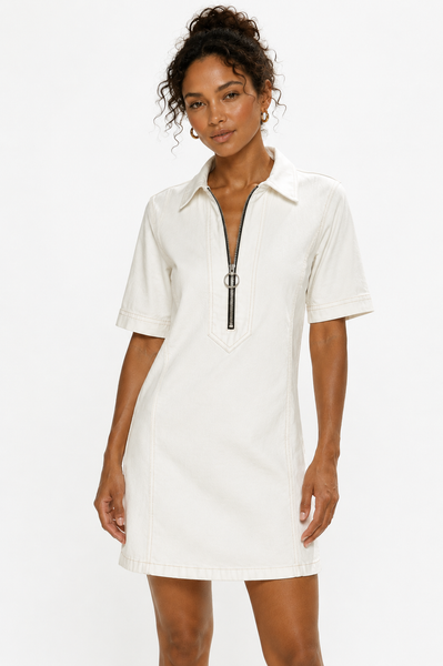 TUNECHI Denim White Dress | Resort