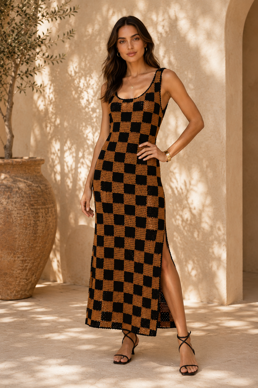The Havana Check Crochet Midi