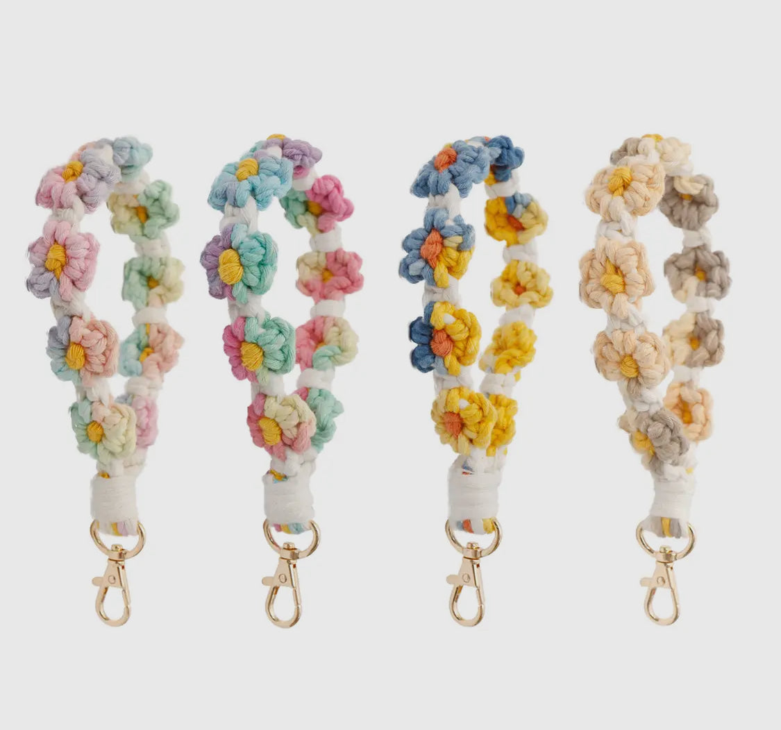 Crochet Flower Key Chain in Pastel