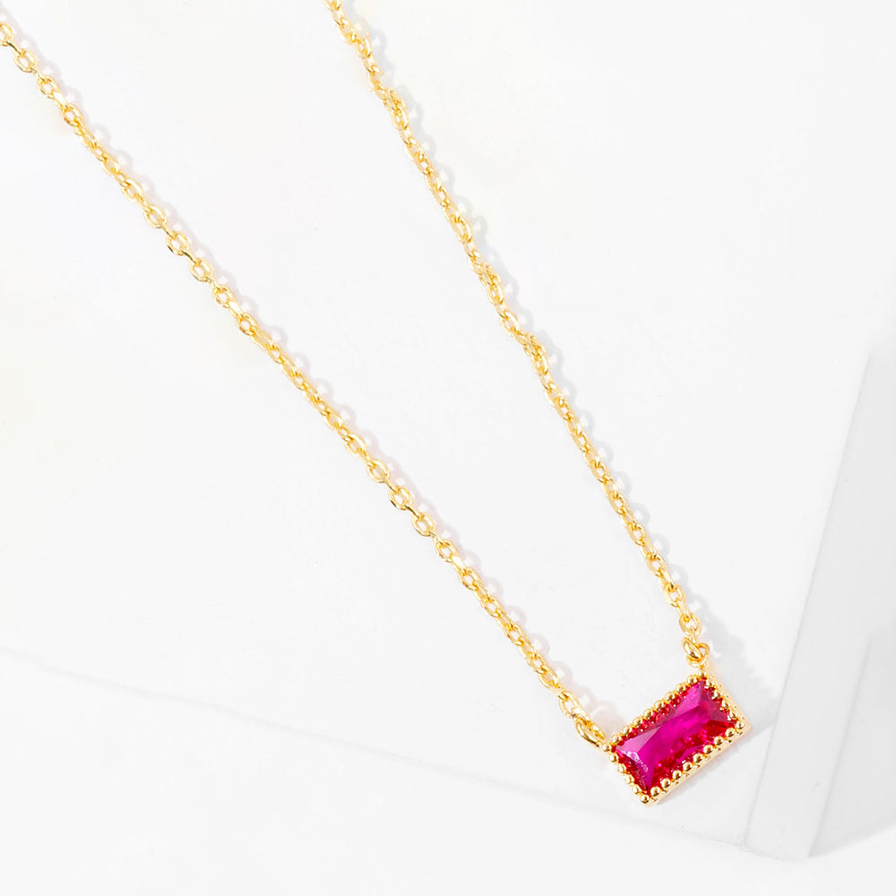 CZ Baguette Pendant in Ruby