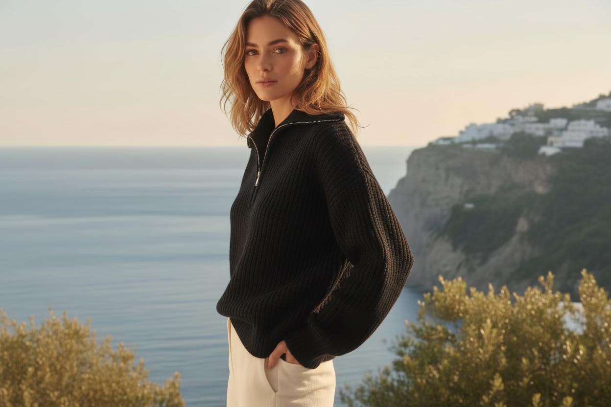 LOFTY BLEND ZIP COLLAR TUNIC