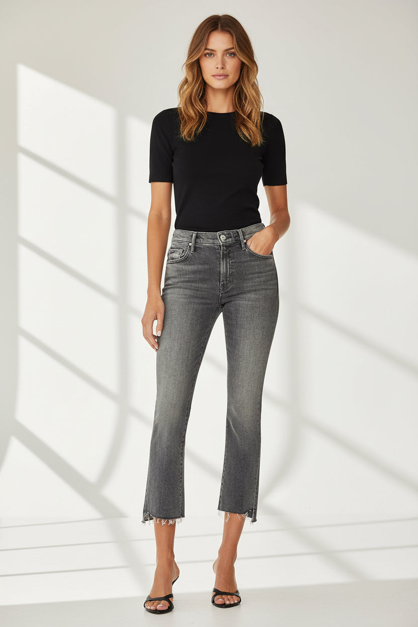 MOTHER DENIM _THE INSIDER CROP STEP FRAY