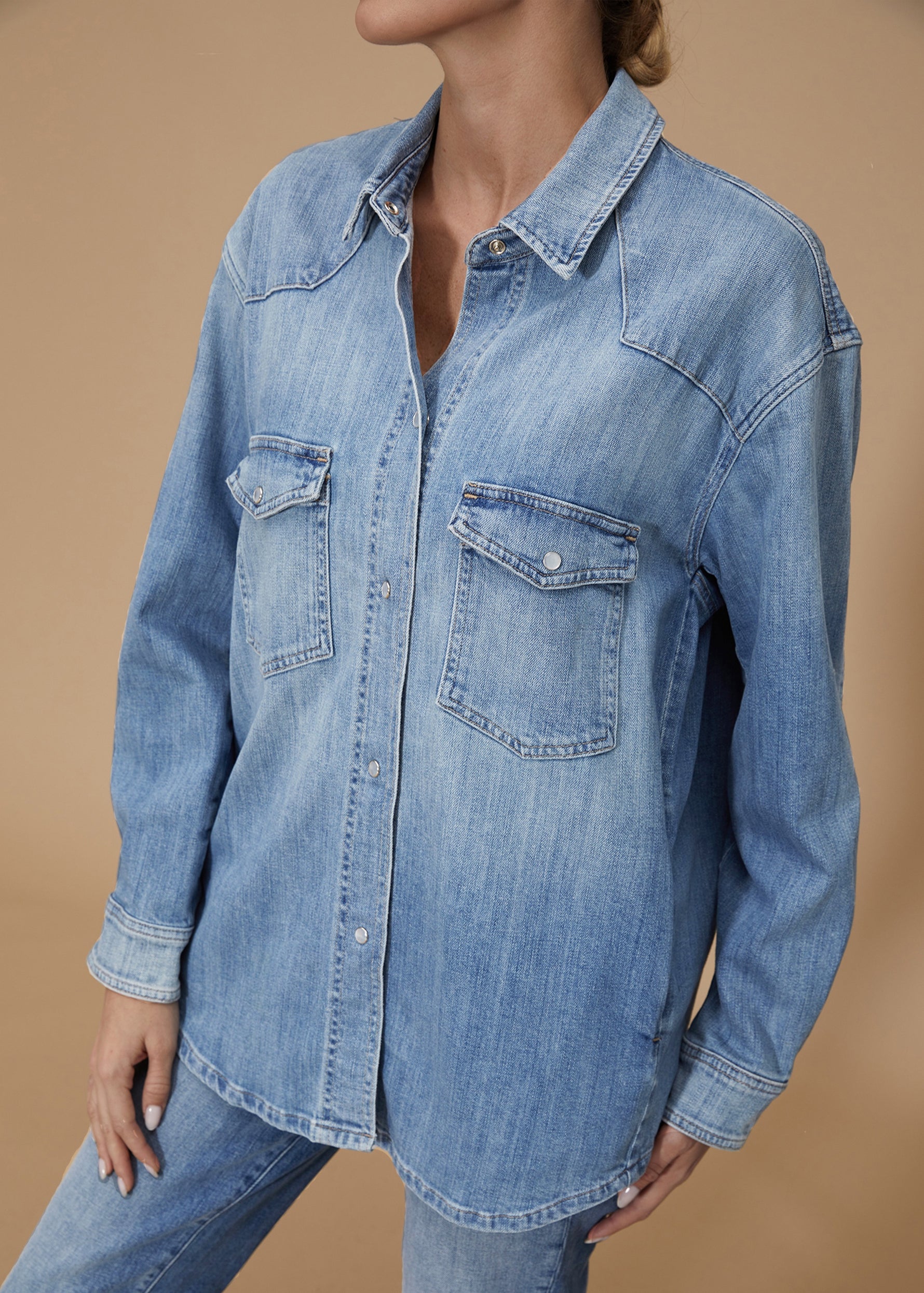 MIMI OVERSHIRT SALT BLUE - AMARA Clothing Boutique