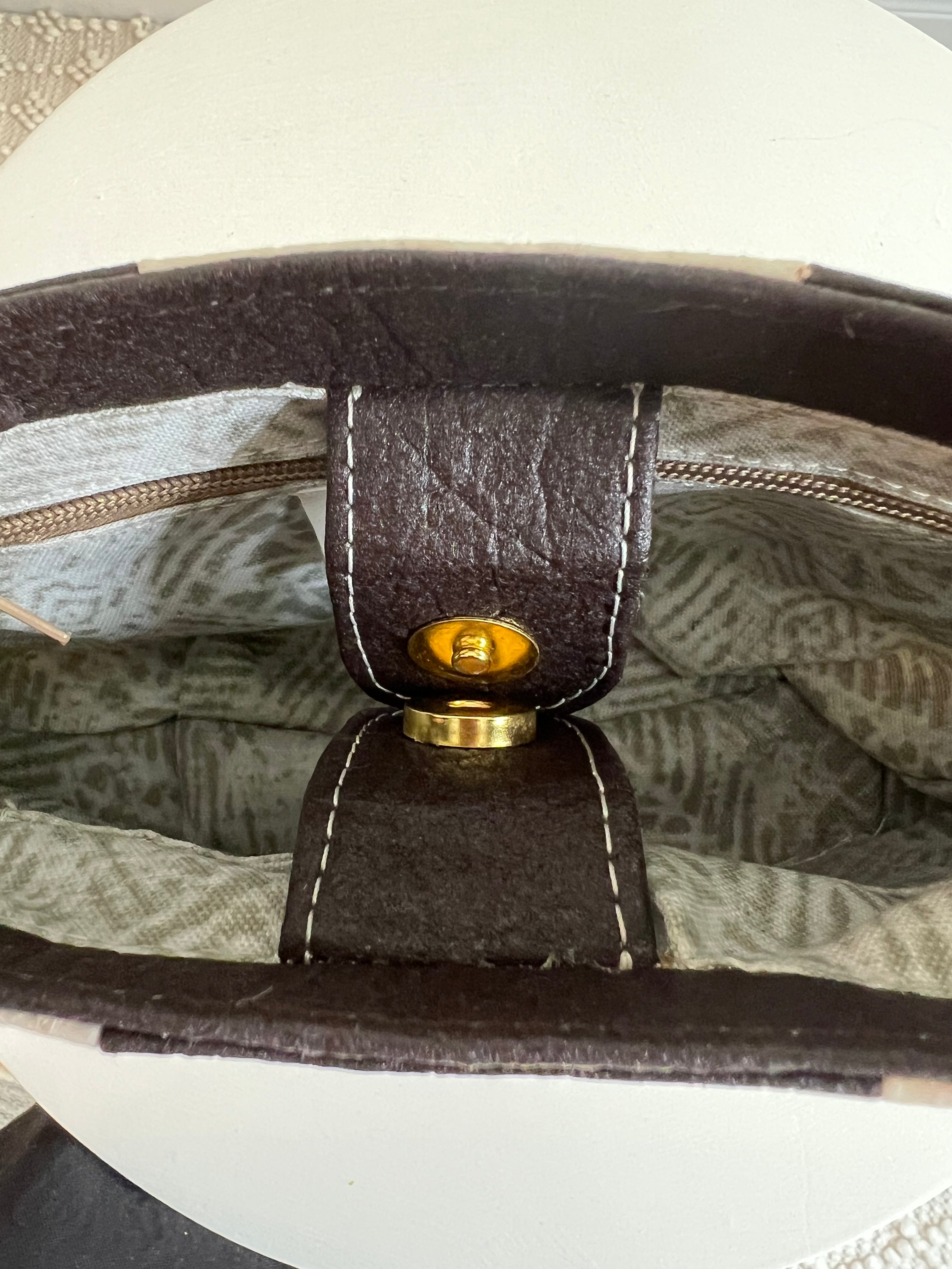 Mini Tote, Checkered Patchwork Dark Chocolate/Natural