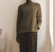 COTTON RIBBED CREWNECK - AMARA Clothing Boutique