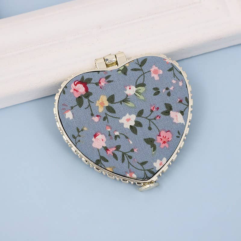 Floral Compact Heart Mirror