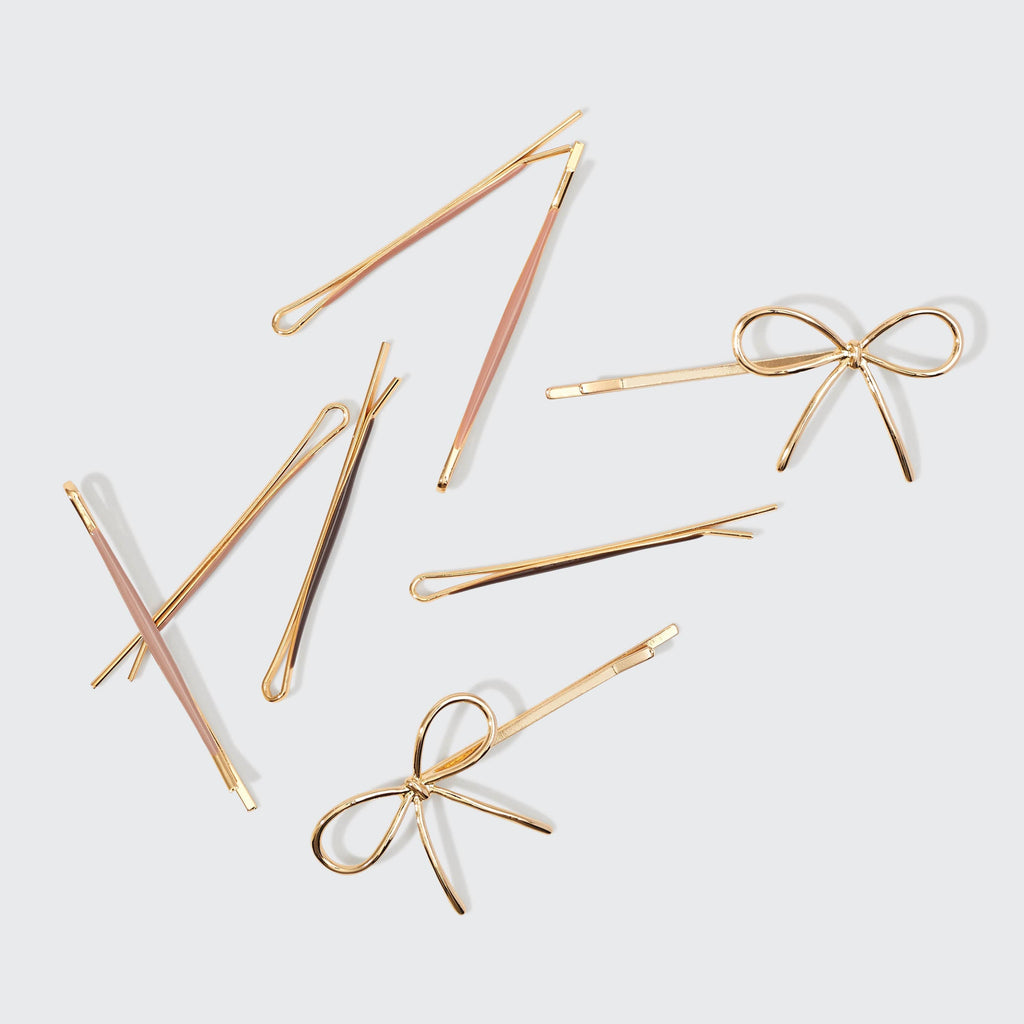 Metal & Enamel Bow Bobby Pins Set