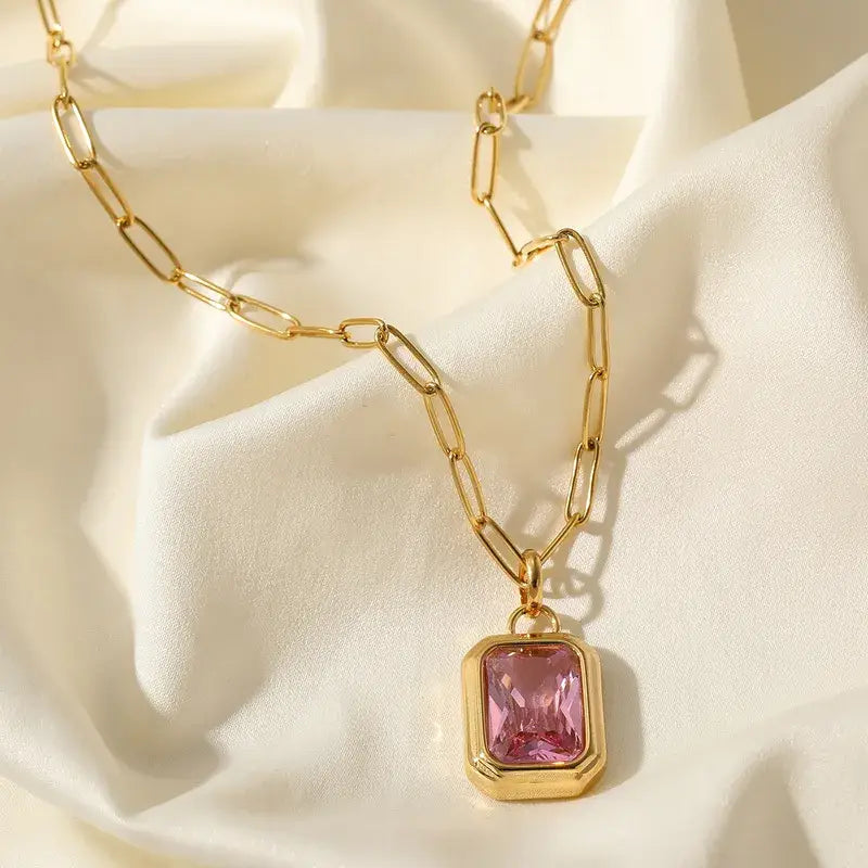 Art Deco Zircon Pendant Necklace