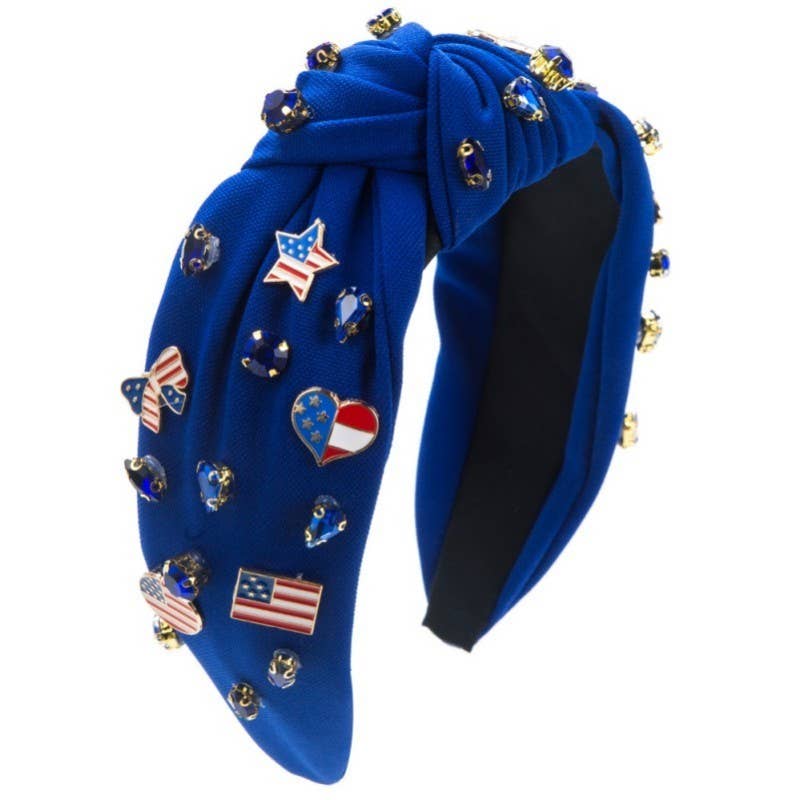 4TH OF JULY FLAG STAR RHINESTONE STUD HEADBAND