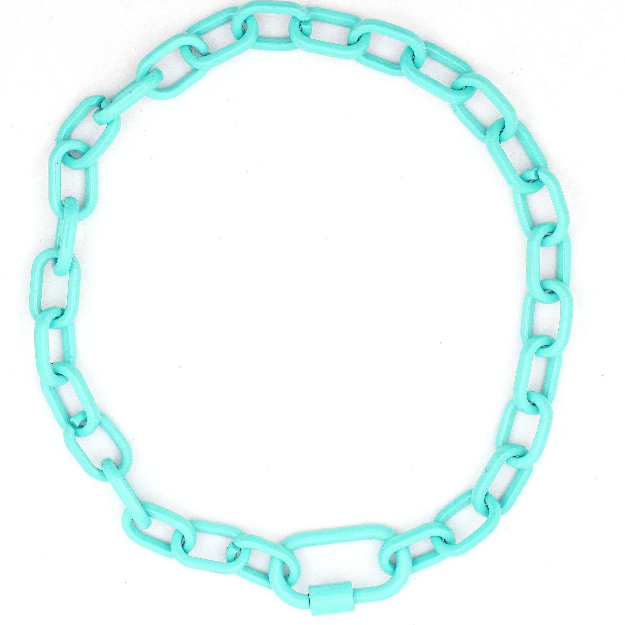 Luxe Link Enamel Chain Necklace, Turquoise