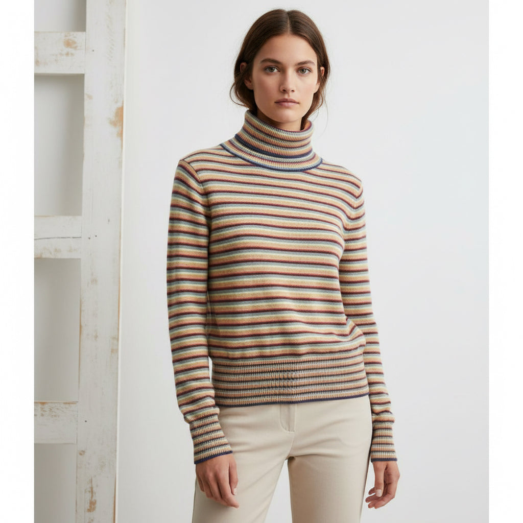 CASHMERE STRIPED TURTLENECK
