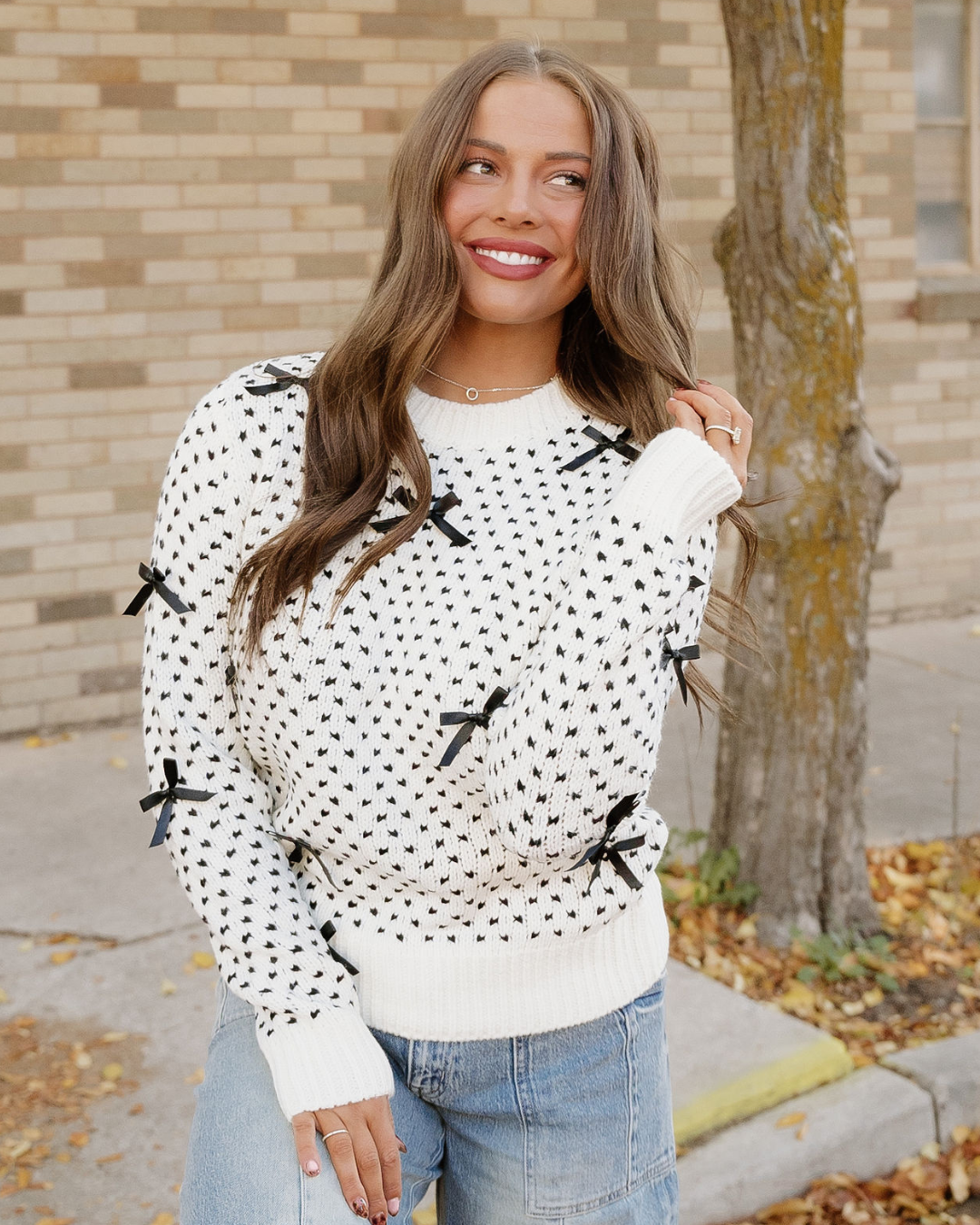 Allegra Bow Crew Neck Sweater